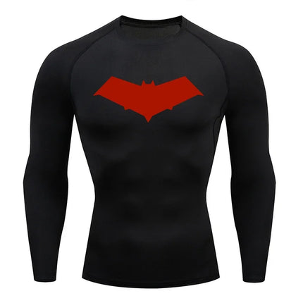 Summer Casual Run Compression T-Shirt Men Tops Bat Print Quick-Dry Fitness Gym Sportswear MMA Rashguard Jersey Workout Tee Male