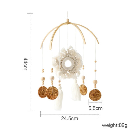 Baby Wooden Bed Bell Cartoon Rabbit Mobile Hanging Rattles Toy Hanger Crib Mobile Bed Bell Wood Toy Holder Arm Bracket Kid Gifts