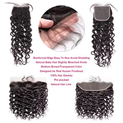 4x4Lace closure Deep Wave Transparent HD Lace Closure 13x4 Deep Wave Closure Brazilian Virgin Remy Human Hair Swiss Lace Closure