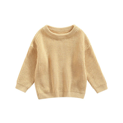 Autumn Winter Newborn Baby Girl Boy Knitted Long Sleeve Sweater Solid Loose Pullover Casual Tops Children Sweater Kids Clothes