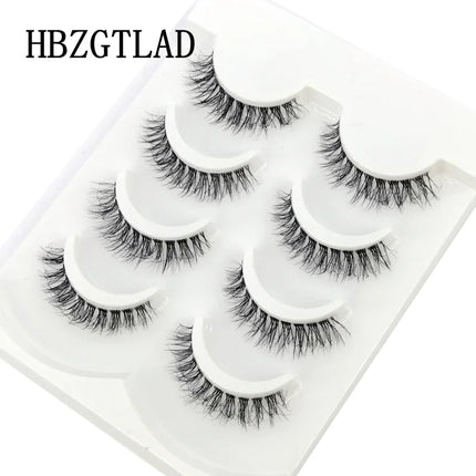 HBZGTLAD 4pairs mink lashes natural long invisible thin band fake lashes transparent terrier soft eyelashes extension Beauty