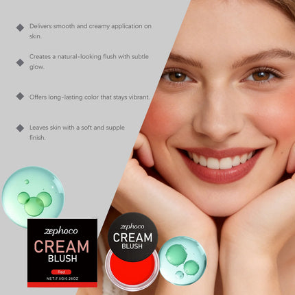 Red Silky Moisturizing Blush, Hydrating and Colorful for a Rosy, Radiant, Natural Contouring Makeup Look