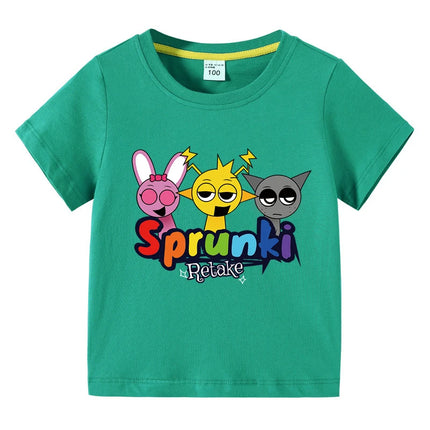 Cartoon Sprunki T Shirt Kids Incredibox Cotton T-shirts Toddler Girls Short Sleeve Tops Boys Summer Clothes Children's Clothing