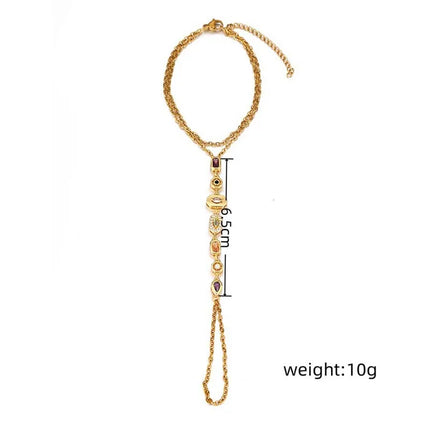 Stainless Steel Colorful Crystal Hand Chain Bracelet For Women Fashion Gold Color Water Drop Finger Bangle Bracelet Hand Jewelry