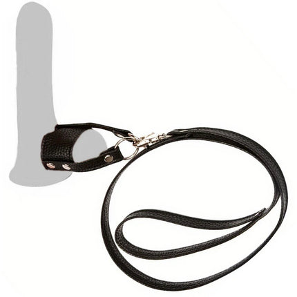 Male Leather Penis Ring Fetish Bondage Metal Chain Scrotal Cuff Traction Rope BDSM Training Penis Exercise Adult Sexual Products