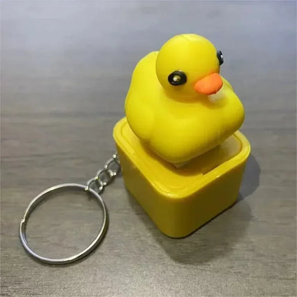 Funny Croaking Frog Duck Luminous Button Keychain Keyboard Fidget Clicker Sound Keyring for Stress Relief Finger Toy Gift Decor
