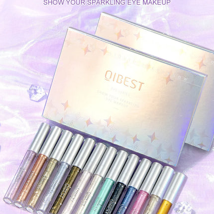 12 Colors Glitter Diamond Liquid Eyeshadow Set Sparkly Long Lasting Waterproof Shiny High Pigmented Brighten Makeup Cosmetics
