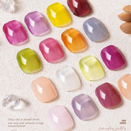 Jelly Transparent Ice Through Gel Nail Polish Pink Skin Color Semi Permanent Manicure Top Coat Soak Off UV Gel Varnish Nail Art
