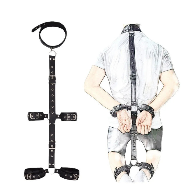 PU Leather Bondage Restraints Collar Fetish Sex Game BDSM Adult Toy Sex Shop Slave Neck Handcuffs Sex Products For Couple Gay