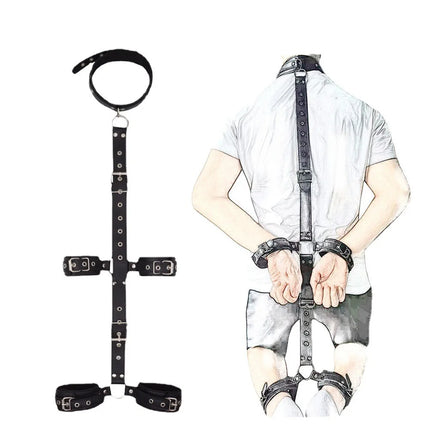 Bondage PU Leather Restraints Collar Fetish Sex Game BDSM Adult Toy Sex Shop Slave Neck Handcuffs Sex Products For Couple Gay