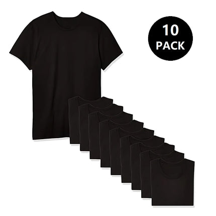 10pcs Mens Classic Crew Neck T-Shirts Soft Cotton Blend Short Sleeve Tee Machine Washable Casual Wear & Everyday Comfort