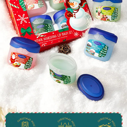 Christmas Gift Box,Lip Balm 4PCS/box Lip Makeup Set, Durable Moisturizer, Christmas Women's Gift Nourishing Lipstick Skin Care