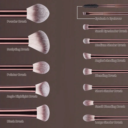 13PCS Makeup Brush Set Foundation Concealer Powder Eyeshadow Blush Brush Kabuki Blending Cosmetic Beauty Tool for Face
