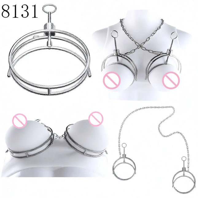 QKKQ Wearable Stainless Steel Breast Bondage Sexy Tools Chest Stimulate Nipples Massager BDSM Sex Toys Couple Erotic Accessories