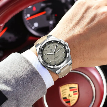 POEDAGAR High Quality Fashion Men's Wristwatch Waterproof Luminous Date Week Business Quartz Men's Watches Leather Men Watch Reloj