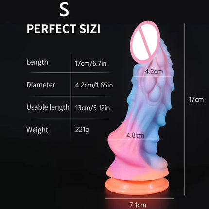 New Luminous Dildos Colourful Glowing Huge Penis G-spot Anal Butt Plug Women Toys Shaped Dragon Monster Dildo with Suction Cup - DILDO