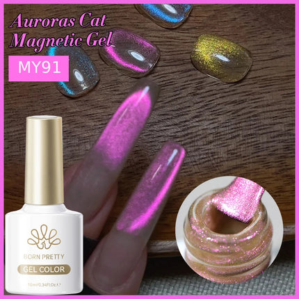 BORN PRETTY 10ml Auroras Glitter Cat Magnetic Gel Nail Polish Jelly Glass Bead Semi Permanent Soak Off UV LED Varnish Manicure