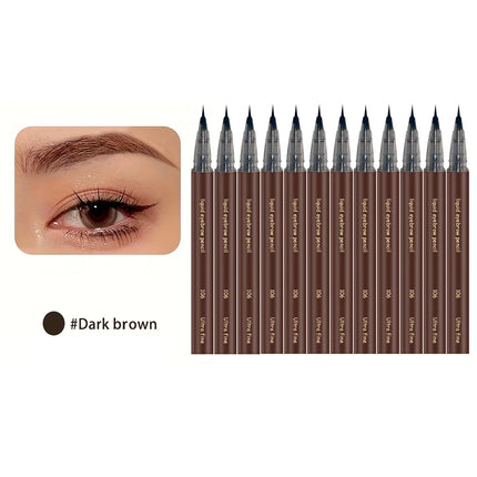12Pcs Set Ultra Fine Extra Slim Eyebrows Pen Waterproof Professional Sweat-proof Liquid Eye Brow Pencil Long Lasting Makeup Micr