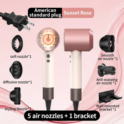 Hair Dryer with Negative Ions for Hair Care, Quiet, Fast Drying, Temperature Control, High-Speed, Huaqiangbei Strong Wind Hd16 Hair Dryer