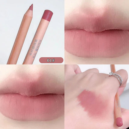 Wood Matte Lip Liner No Color Outline Lip Lipstick Pen Long-Lasting Easy To Sharpener Perfect Lip Contour Lipstick Pencil
