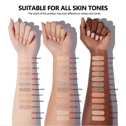 LAKERAIN 12 Color Red Shell Air Cushion Foundation Natural Coverage Lightweight Breathable Air Cushion Foundation