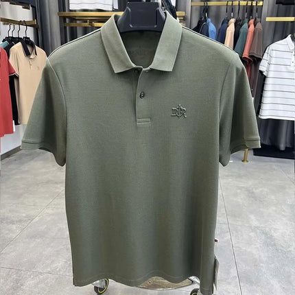 100% pure cotton high-end fashionable short sleeve summer new high-quality men's business casual polo shirt luxury brand T-shirt