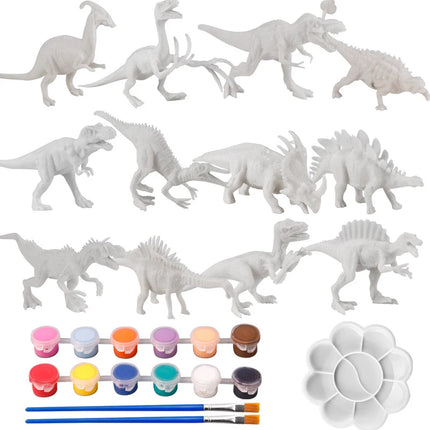 DIY Unpainted Dinosaur Painting Kit Blank White Dinosaur Figures Model Graffiti Art Craft Set Montessori Educational Toy Gifts