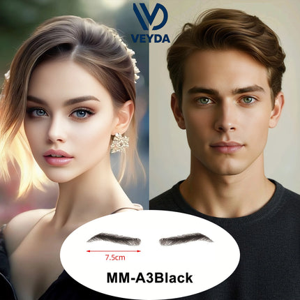 VEYDA Fake Eyebow Women Or Man Hair Brazilian Hair invisible Handmade 100% Human Hair Fake Eyebrows Hand Tied False Eyebrows