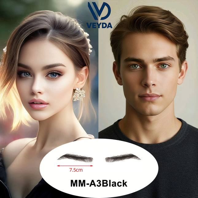 VEYDA Fake Eyebow Women Or Man Hair Brazilian Hair invisible Handmade 100% Human Hair Fake Eyebrows Hand Tied False Eyebrows