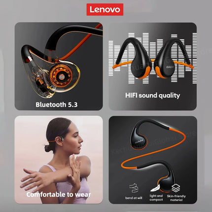 Lenovo X3 Pro Bone Conduction Earphones Bluetooth 5.3 Hifi Ear-hook Wireless Headset With Mic Waterproof Earbud X4 X7 headphones