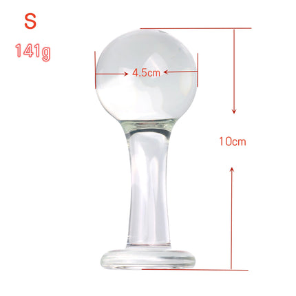 VaHpp Glass Anal Plug Round ball With handle Diameter 4.5/5.5/6cm Sex toy Anal masturbation Dilation Training Transparent Smooth