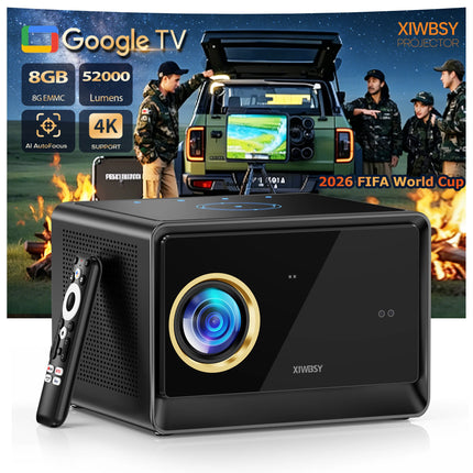 XIWBSY 4000ANSI 4K Projector WIFI6 Google TV Projector Home Theater HDR Video Projector 1080P Full Sealed Optical Projector