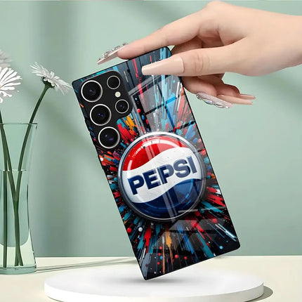 Classic Pepsis Cola Phone Case For Samsung S26 S25 Edge Ultra 23 22 21 20 Ultra Plus S24 Fe Glass Cover