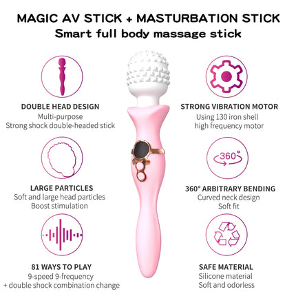 New Sex Toys Dildo Powerful Vibrator for Women AV Magic Wand G-spot Orgasm Masturbator Double Head Stimulation Vibrator