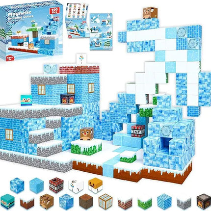 Magnetic Building Blocks Mine World Magnet Cube for Stacking Construction Set Educate Sensory Toys Kids Boys Girls Ages 3+ DIY