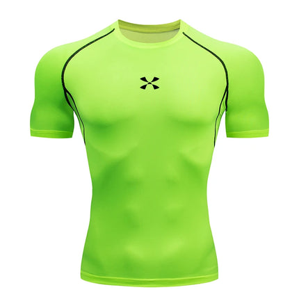 Compression T Shirt Men Summer Sportswear Running T-shirt Elastic Quick Dry Sport Tops Tee Athletic Gym Workout Shirts Men