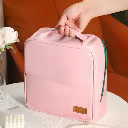 2025 New PU Stand Up Makeup Bag Large Capacity Waterproof Makeup Storage Bag Large Opening Travel Toilet Bag