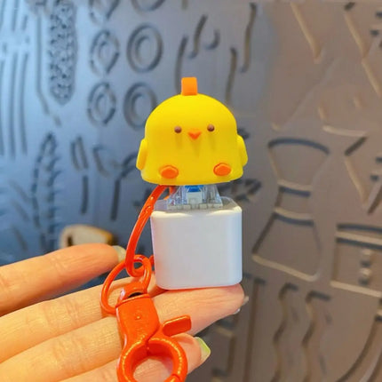Yellow Chick Wooden Fish Keyboard Keychain Electronic Wooden Fish Mechanical Keyboard Keychain Merit +1 Axle Tester