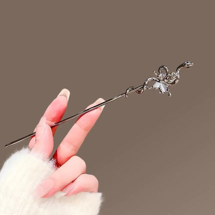 1pc Chinese Style Fashion Snake Shape Rose Hair Stick for Women Vintage Tassel Chopstick Exquisite Niche Sticks Accessories