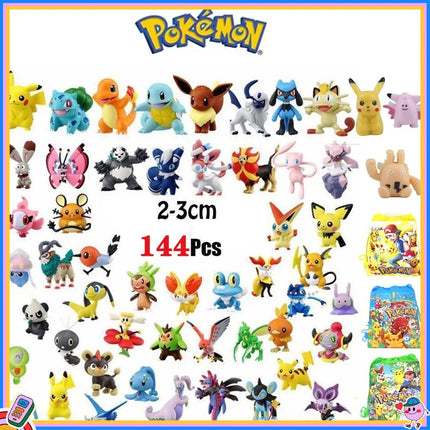 144pcs Pokemon Pikachu Action Figure Toys Mini Figures Model Toy Pikachu Anime Kids Doll Birthday Christmas Gifts