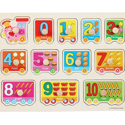 30cm Baby Toys Montessori Wooden Puzzle Hand Grab Board Educational Wood Puzzles for Kids Cartoon Animal Vehicle Child Gift