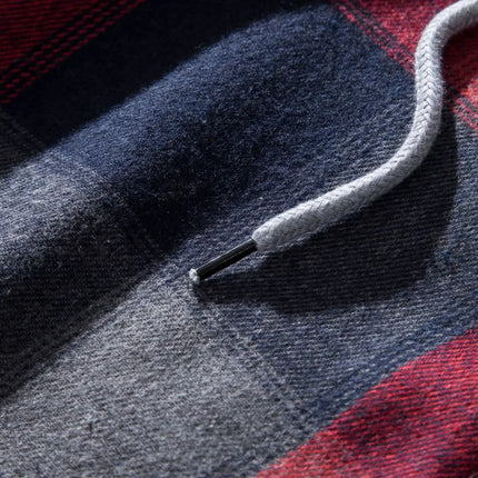 Autumn Hot Sale Of The Season Men's Plaid Hooded Casual Shirt Independent Station Cross-Border Checkered Hoodie Style Floral Patchwork