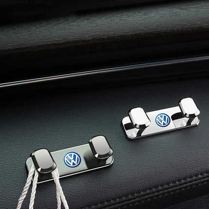 VW Logo Car Interior Accessories Zinc Alloy Storage Hooks For VW GTI Scirocco Polo Passat B5 B6 Golf Tiguan Jetta T-ROC Beetle