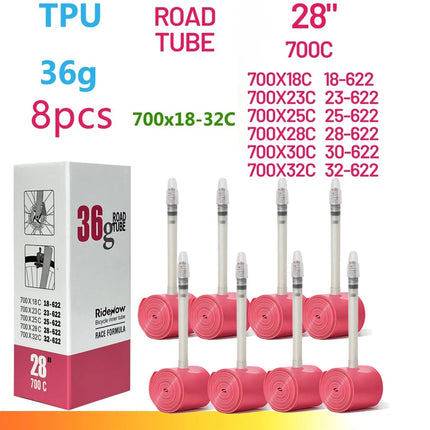 RideNow TPU Road Bicycle Inner MTB Tube 700x25C Tire Gravel Bike Accessories 29x1.5 1.9 Tires Patch Kit 24 36 45g Ride Now Tubes