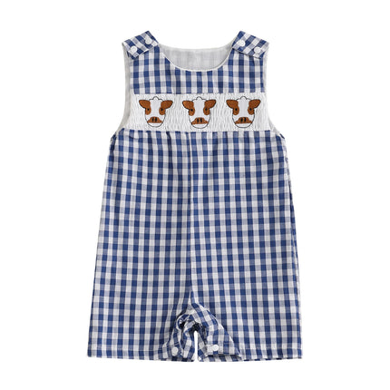 New Baby Boy Romper Cute Embroidered Sleeveless Buttons Short Jumpsuits 2026 Summer Toddler Overalls 0-18M