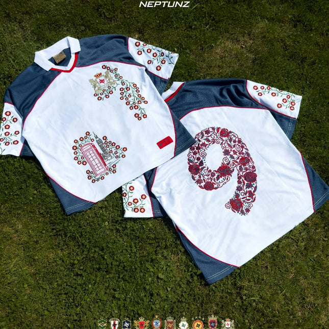 Fashionable National Series Loose Football Jersey Y2K High Quality Flower Embroidery Mesh Knit Shirt Oversized Unisex Streetwear