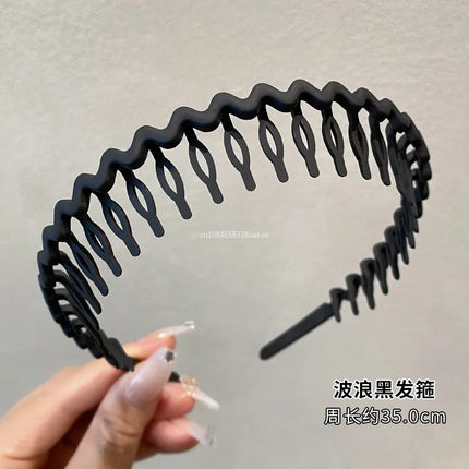 1Pc Solid Color Wave Hairbands for Women Trendy Toothed Non-slip Hair Combs Hair Accessories Girl Face Wash Sports Headbands 집게핀