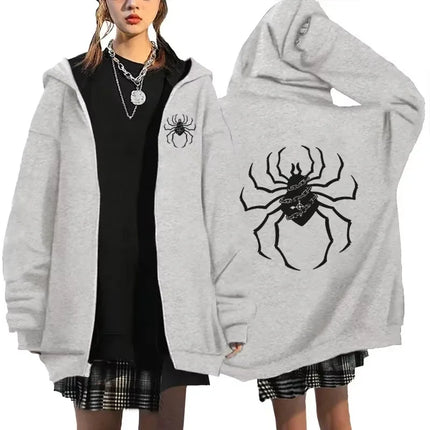Hunter X Hunter Spider Print Anime Zipper Hoodie Men Women Gothic Y2K Zip Up Jacket Hoodies Casual Sweatshirt Coat Streetwear