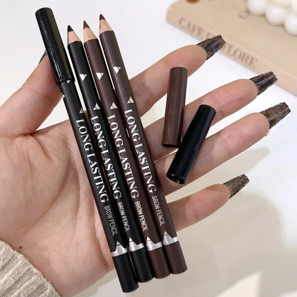 Black Brown Color Eyeliner Eyebrow Makeup Pencil 2 in 1 Waterproof Natural Lasting Matte Brow Pen Easy To Wear Eyes Cosmetics
