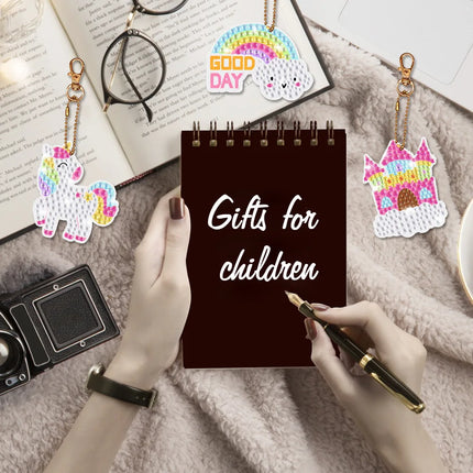 15 Full Diamond Keychains DIY Handmade Keychains Children's Diamond Painting Art Zipper Pendant Bag Pendant
